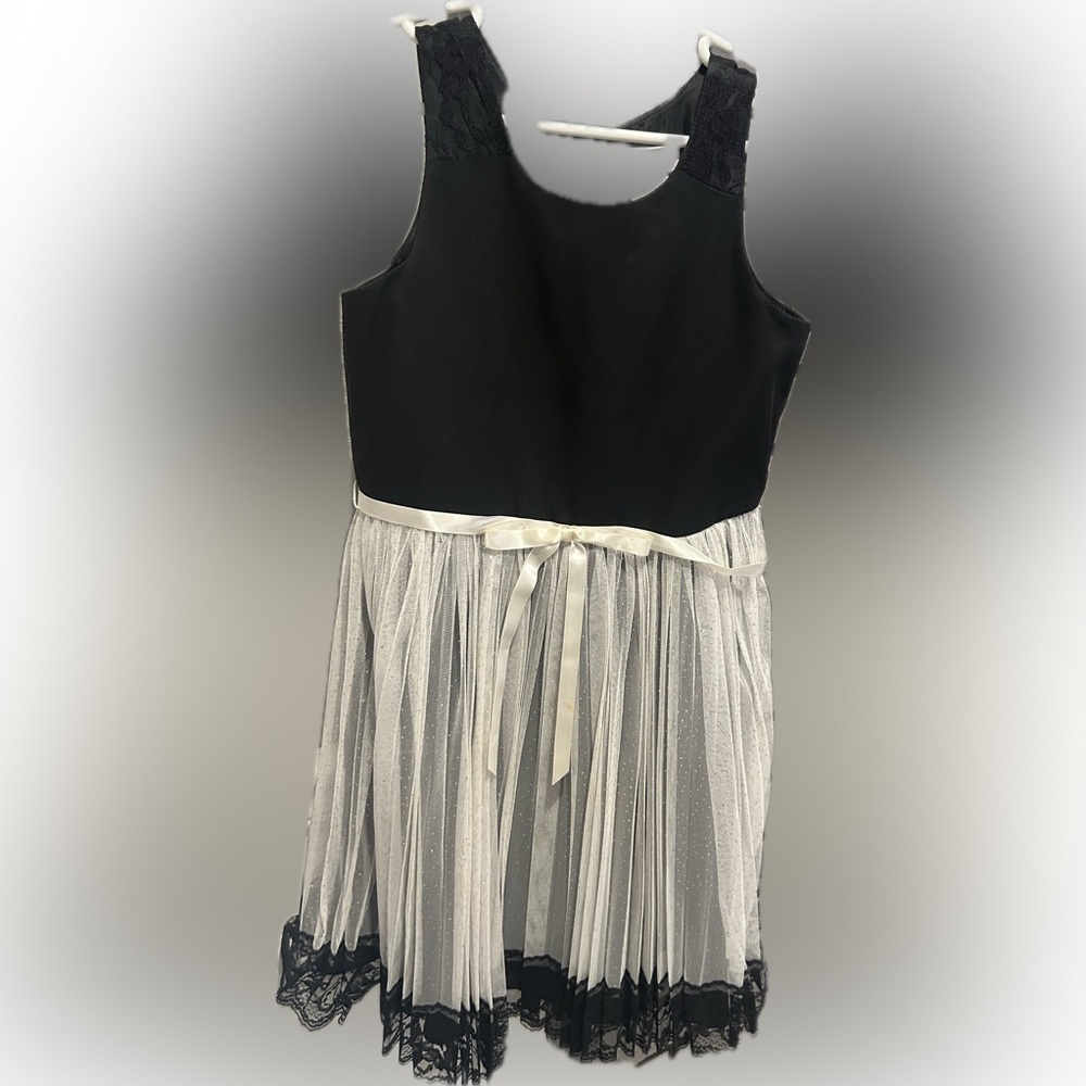 Emily West Black Lace Dress with White Tulle
